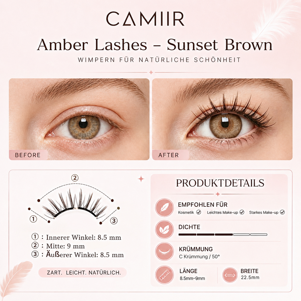 CAMIIR Amber Soft-Magnet Lashes | Soft Definition, Sunset Brown