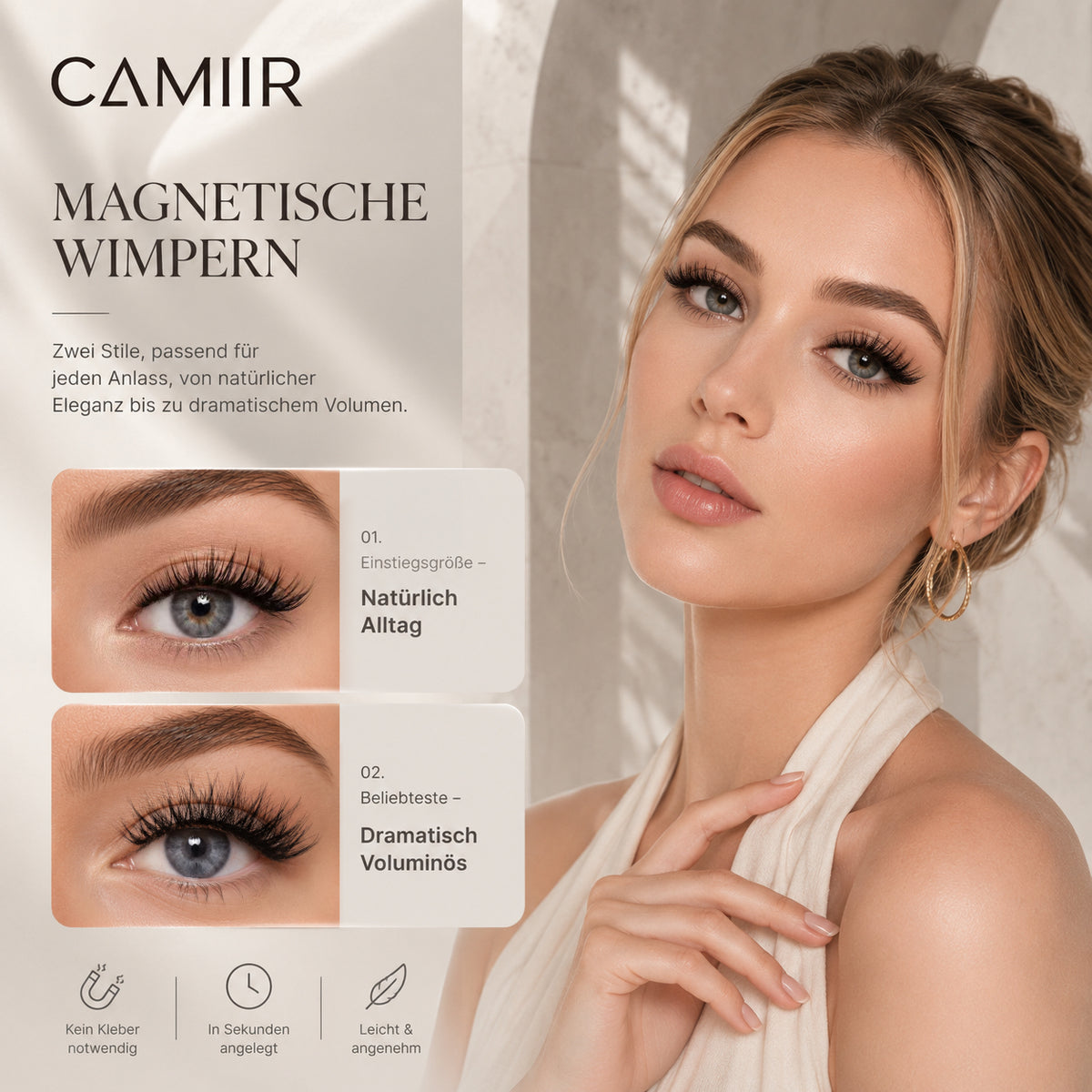 CAMIIR Magnetic Lashes — No Glue, 24H Hold, Reusable