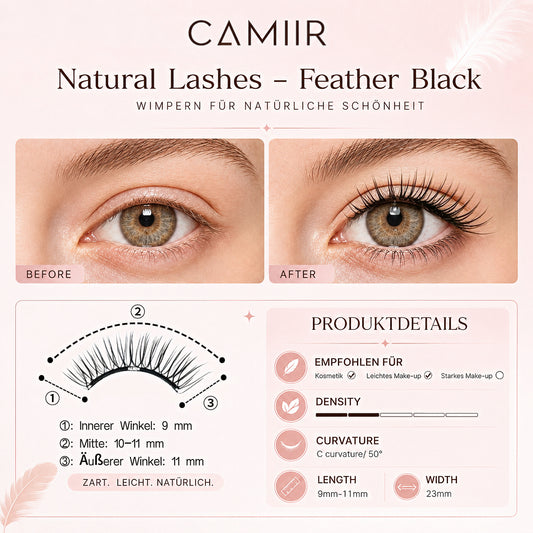 CAMIIR Natural Soft-Magnet Lashes | Everyday Definition, Feather Black