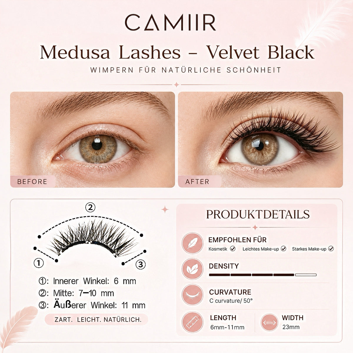 CAMIIR Medusa Soft-Magnet Lashes | Wispy Cat-Eye, Velvet Black