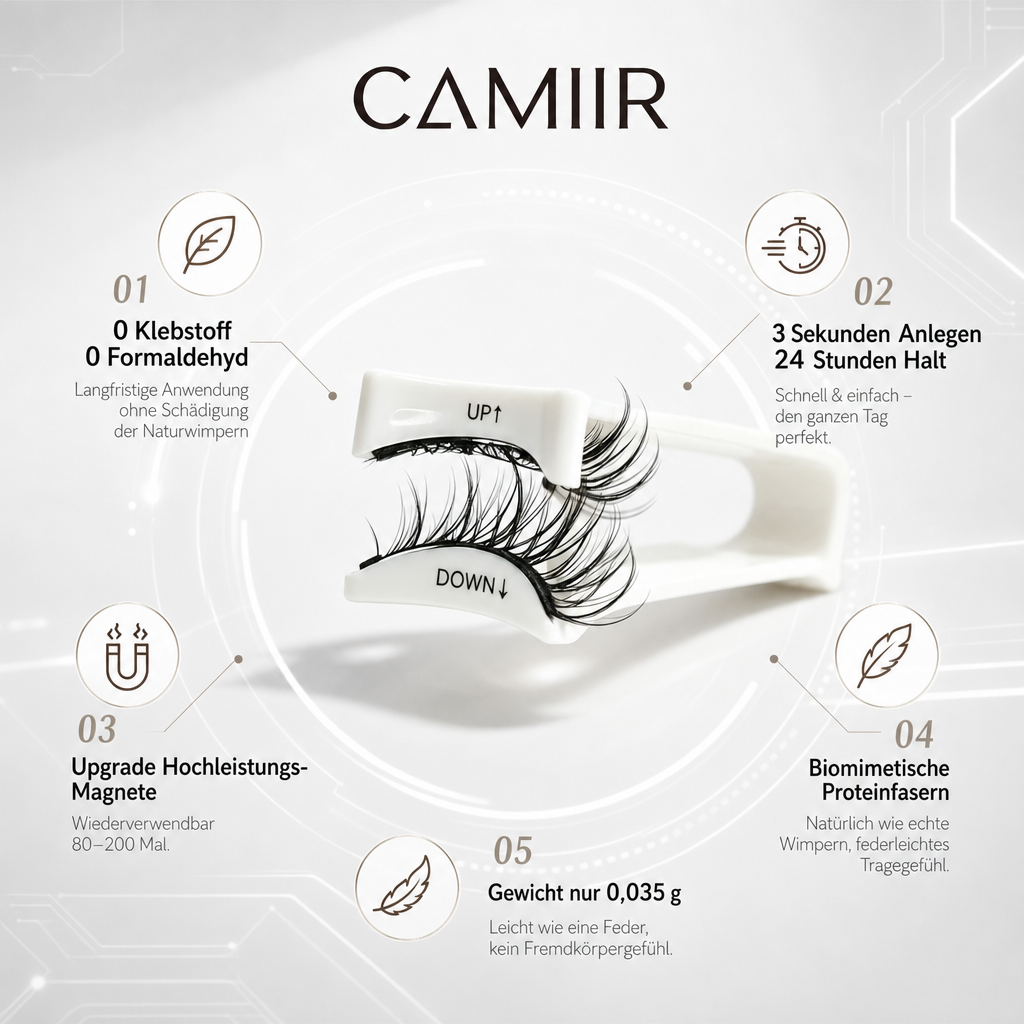 CAMIIR Magnetic Lashes — No Glue, 24H Hold, Reusable