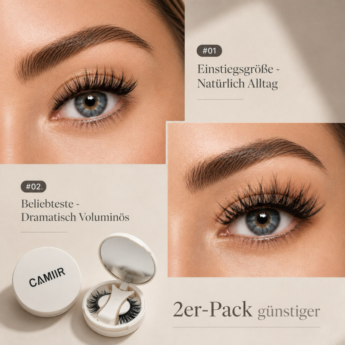 CAMIIR Magnetic Lashes — No Glue, 24H Hold, Reusable